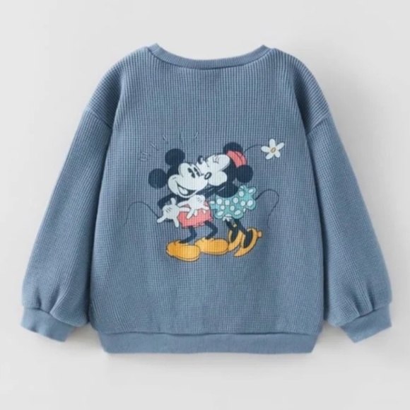 Zara Kids Disney Mickey Minnie textured sweatshirt 2-3Y - Picture 2 of 5